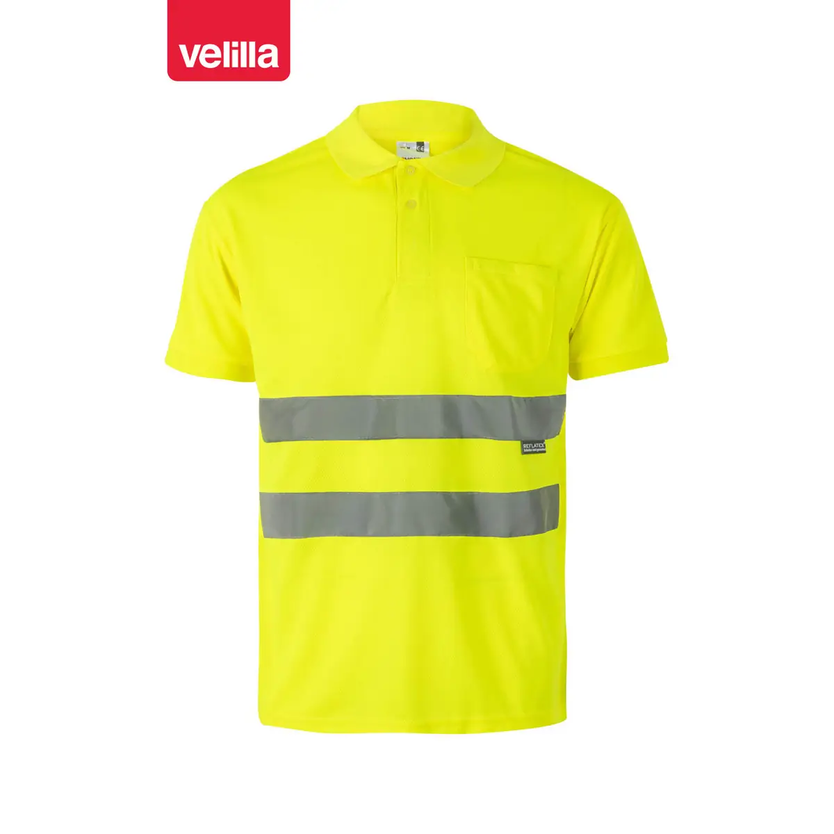 Polo alta visibilidad Velilla 172 1 Polo alta visibilidad Velilla 172 Amarillo flúor, vista frontal