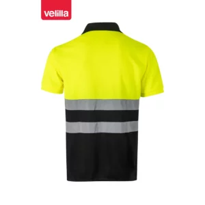 Polo bicolor manga corta Velilla 173 Negro/Amarillo flúor, vista trasera