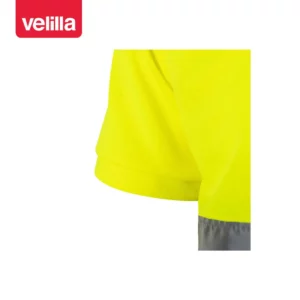 Polo bicolor manga corta Velilla 173 Negro/Amarillo flúor, detalle de manga