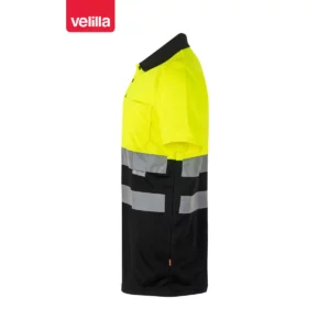 Polo bicolor manga corta Velilla 173 Negro/Amarillo flúor, vista lateral