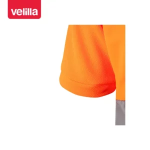 Polo bicolor manga corta Velilla 173 Azul marino/Naranja flúor, detalle de manga