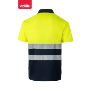 Polo bicolor manga corta Velilla 173 Azul marino/Amarillo flúor, vista trasera