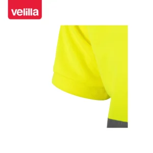Polo bicolor manga corta Velilla 173 Azul marino/Amarillo flúor, detalle de manga