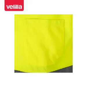 Polo bicolor manga corta Velilla 173 Azul marino/Amarillo flúor, detalle de bolsillo pecho