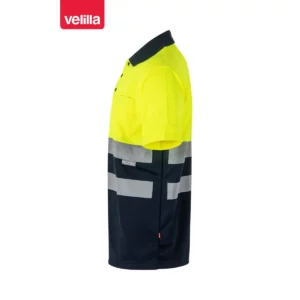 Polo bicolor manga corta Velilla 173 Azul marino/Amarillo flúor, vista lateral