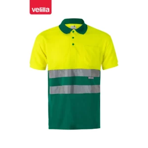 Polo bicolor manga corta Velilla 173 Verde/Amarillo flúor, vista frontal