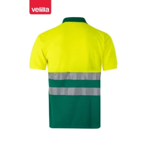 Polo bicolor manga corta Velilla 173 Verde/Amarillo flúor, vista trasera