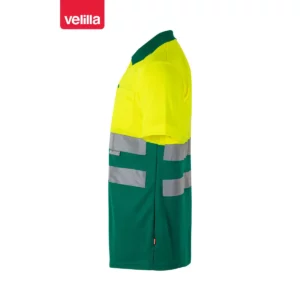 Polo bicolor manga corta Velilla 173 Verde/Amarillo flúor, vista lateral