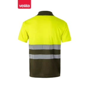 Polo bicolor manga corta Velilla 173 Verde caza/Amarillo flúor, vista trasera