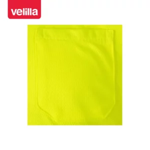 Polo bicolor manga corta Velilla 173 Verde caza/Amarillo flúor, detalle de bolsillo pecho