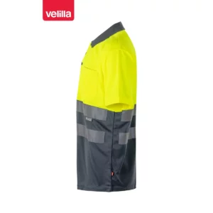 Polo bicolor manga corta Velilla 173 Gris/Amarillo flúor, vista lateral