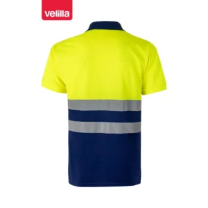 Polo bicolor manga corta Velilla 173 Azulina/Amarillo flúor, vista trasera