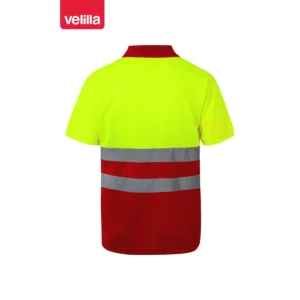 Polo bicolor manga corta Velilla 173 Rojo/Amarillo flúor, vista trasera