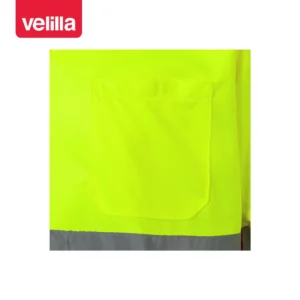 Polo bicolor manga corta Velilla 173 Rojo/Amarillo flúor, detalle de bolsillo pecho