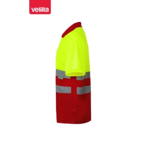 Polo bicolor manga corta Velilla 173 Rojo/Amarillo flúor, vista lateral