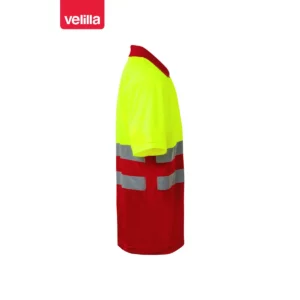 Polo bicolor manga corta Velilla 173 Rojo/Amarillo flúor, vista lateral