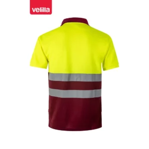 Polo bicolor manga corta Velilla 173 Granate/Amarillo flúor, vista trasera
