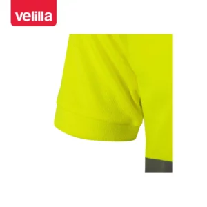 Polo bicolor manga corta Velilla 173 Granate/Amarillo flúor, detalle de manga