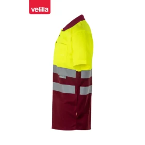 Polo bicolor manga corta Velilla 173 Granate/Amarillo flúor, vista lateral