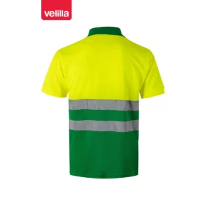 Polo bicolor manga corta Velilla 173 Verde hierba/Amarillo flúor, vista trasera
