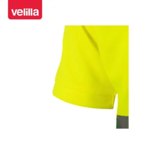 Polo bicolor manga corta Velilla 173 Verde hierba/Amarillo flúor, detalle de manga