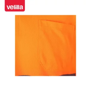 Polo alta visibilidad Velilla 174 Naranja flúor, detalle de bolsillo del pecho