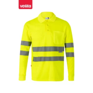 Polo alta visibilidad Velilla 174 Amarillo flúor, vista frontal
