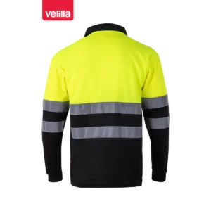 Polo bicolor alta visibilidad Velilla 175 Negro/Amarillo flúor, vista trasera