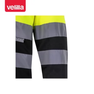 Polo bicolor alta visibilidad Velilla 175 Negro/Amarillo flúor, detalle de cintas reflectantes