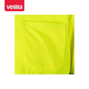 Polo bicolor alta visibilidad Velilla 175 Negro/Amarillo flúor, detalle de bolsillo del pecho