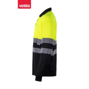 Polo bicolor alta visibilidad Velilla 175 Negro/Amarillo flúor, vista lateral