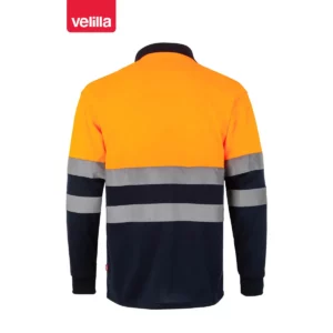 Polo bicolor alta visibilidad Velilla 175 Azul marino/Naranja flúor, vista trasera