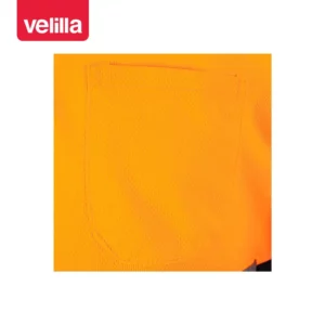 Polo bicolor alta visibilidad Velilla 175 Azul marino/Naranja flúor, detalle de bolsillo del pecho