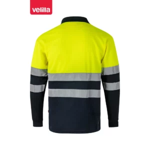 Polo bicolor alta visibilidad Velilla 175 Azul marino/Amarillo flúor, vista trasera