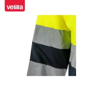 Polo bicolor alta visibilidad Velilla 175 Azul marino/Amarillo flúor, detalle de cintas reflectantes