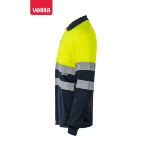 Polo bicolor alta visibilidad Velilla 175 Azul marino/Amarillo flúor, vista lateral