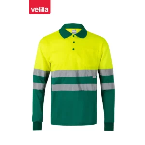 Polo bicolor alta visibilidad Velilla 175 Verde/Amarillo flúor, vista frontal