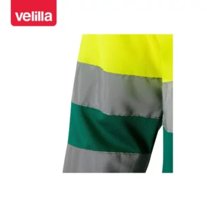 Polo bicolor alta visibilidad Velilla 175 Verde/Amarillo flúor, detalle de cintas reflectantes