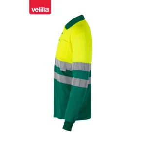 Polo bicolor alta visibilidad Velilla 175 Verde/Amarillo flúor, vista lateral