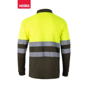 Polo bicolor alta visibilidad Velilla 175 Verde caza/Amarillo flúor, vista trasera