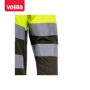 Polo bicolor alta visibilidad Velilla 175 Verde caza/Amarillo flúor, detalle de cintas reflectantes