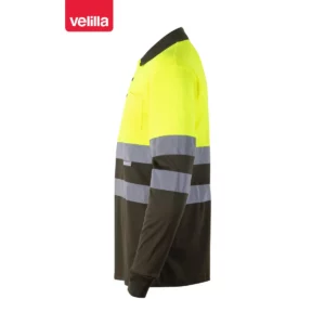 Polo bicolor alta visibilidad Velilla 175 Verde caza/Amarillo flúor, vista lateral