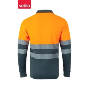 Polo bicolor alta visibilidad Velilla 175 Gris/Naranja flúor, vista trasera