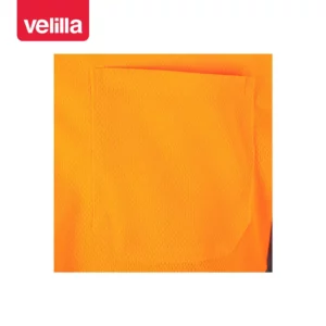 Polo bicolor alta visibilidad Velilla 175 Gris/Naranja flúor, detalle de bolsillo del pecho