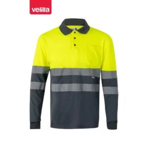 Polo bicolor alta visibilidad Velilla 175 Gris/Amarillo flúor, vista frontal