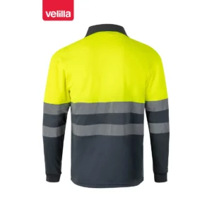 Polo bicolor alta visibilidad Velilla 175 Gris/Amarillo flúor, vista trasera
