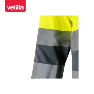 Polo bicolor alta visibilidad Velilla 175 Gris/Amarillo flúor, detalle de cintas reflectantes