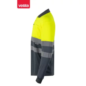 Polo bicolor alta visibilidad Velilla 175 Gris/Amarillo flúor, vista lateral