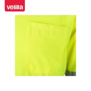 Polo bicolor alta visibilidad Velilla 175 Azulina/Amarillo flúor, detalle de bolsillo del pecho