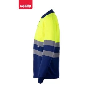 Polo bicolor alta visibilidad Velilla 175 Azulina/Amarillo flúor, vista lateral